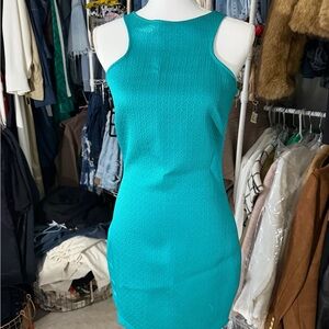 Chic Teal Sleeveless Mini Dress